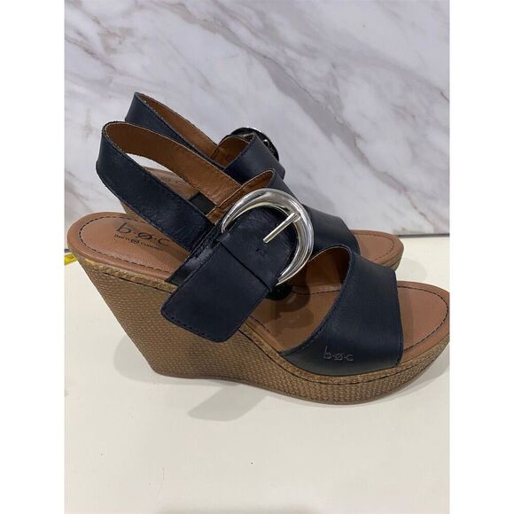 B.O.C Born Concept Alondra Women's Black Leather Wedge Sandals Size 7 - Picture 9 of 16